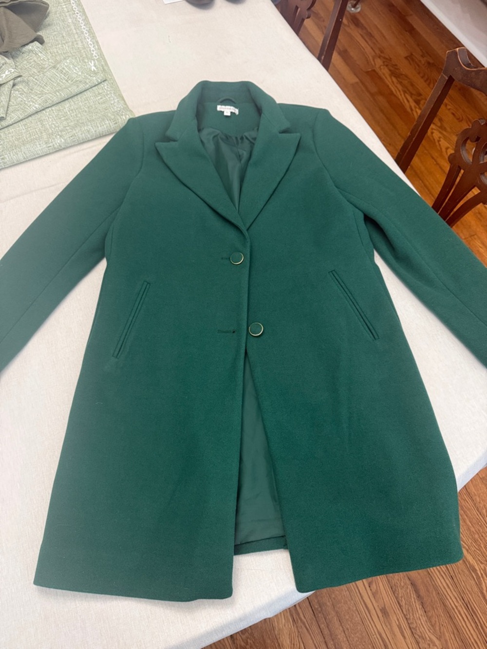 crown & ivy Forest Green Single-Breasted Wool-Blend Pea Coat